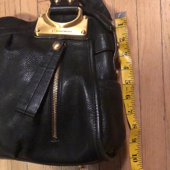 Black leather B. Makowsky purse gold tone hardware - Picture 10 of 11